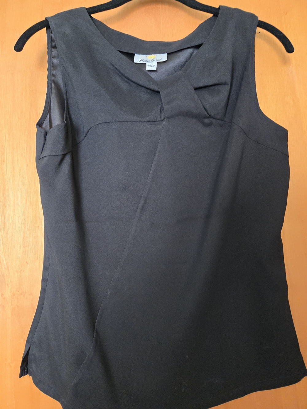 Kathleen Kirkwood Black Sleeveless Bow-Accent Shell
